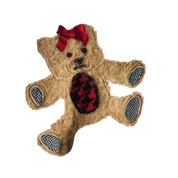 Talbots Kids Sweater 24 Months Teddy Bear Knit Ivory Red Edging - Picture 4 of 6